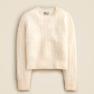 J. Crew Women's Brushed Cashmere Shrunken Cable Knit Crewneck Sweater (small)